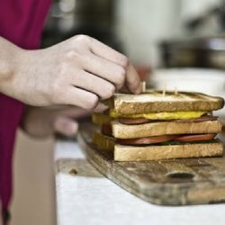 Close-up of man preparing food