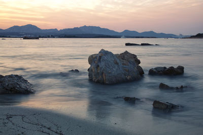 Scenic view of sea against sky during sunset