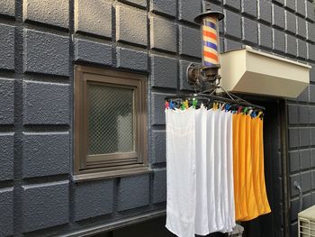 Clothes drying against building