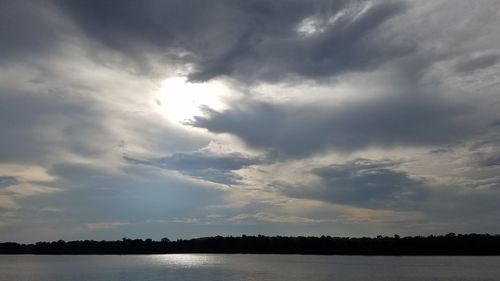 Scenic view of calm sea against cloudy sky