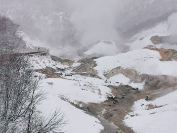 Scenic view of snow covered land