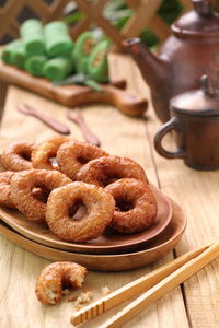 Close-up of food on table