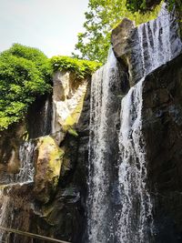 Low angle view of waterfall