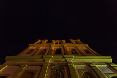 Low angle view of basilika maria plain against star field