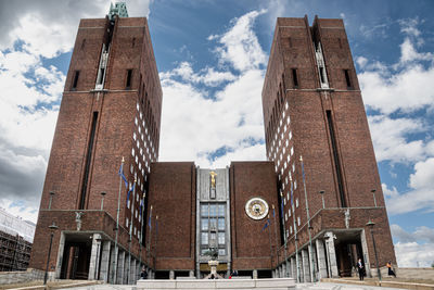 Low angle view of old building against sky