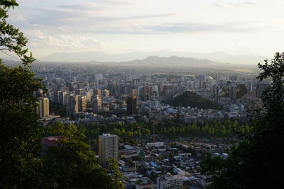 High angle view of city at night