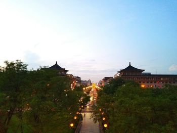 Illuminated street light at night