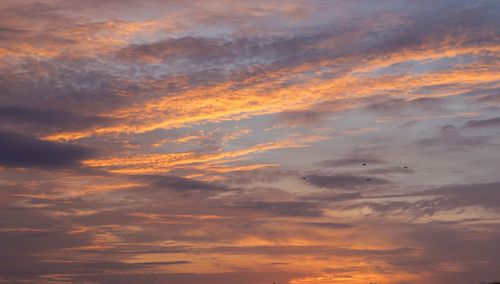 Low angle view of dramatic sky during sunset