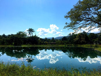 Scenic view of lake against sky