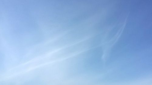 Low angle view of vapor trail in blue sky