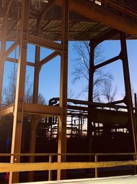 Low angle view of building seen through window