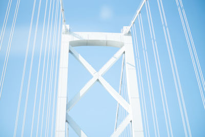 Low angle view of bridge against clear blue sky