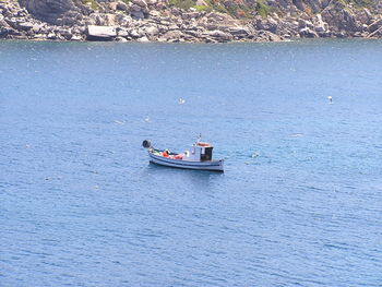 Boat sailing in river
