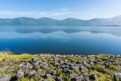 Scenic view of lake against sky