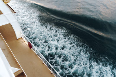 High angle view of ship in sea