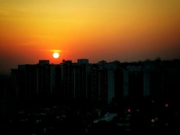 Sunset over city