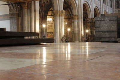 Interior of illuminated cathedral