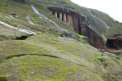 Low angle view of old ruin on mountain