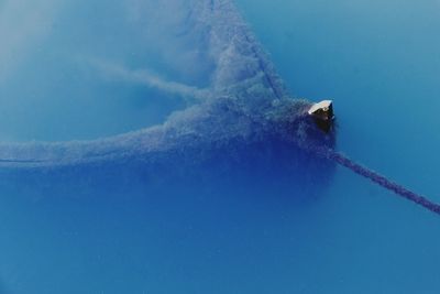 High angle view of boat sailing in sea