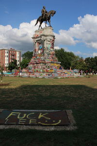 View of statue against cloudy sky