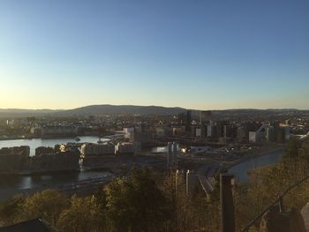 High angle view of cityscape against sky