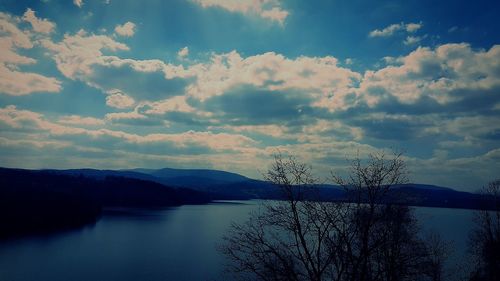 Scenic view of lake against sky