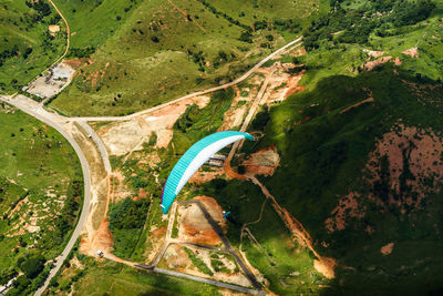 High angle view of road by river