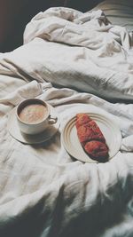 High angle view of coffee on table