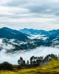 Scenic view of mountains against sky