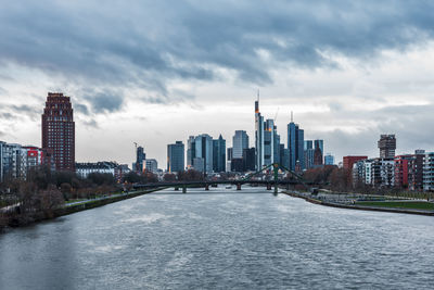 Storm clouds over the frankfurt skyline, germany.