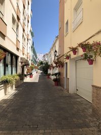 Narrow alley amidst buildings against sky