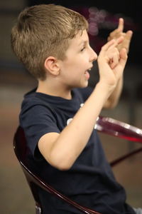 Boy looking at camera