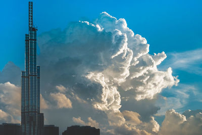 Low angle view of modern building against sky