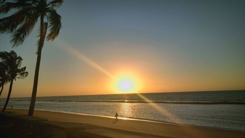 Scenic view of beach against sky during sunset