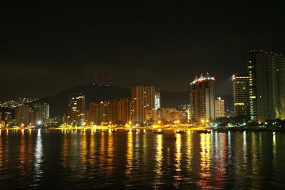 City lit up at night