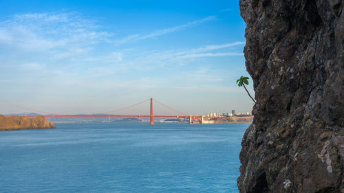 Suspension bridge over river