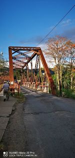 View of bridge against clear blue sky