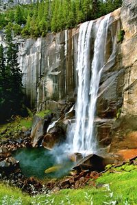 View of waterfall in forest