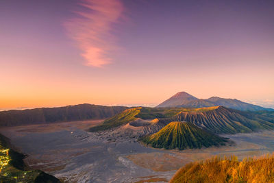 Scenic view of landscape against sky during sunset