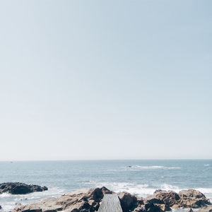 Scenic view of sea against clear sky