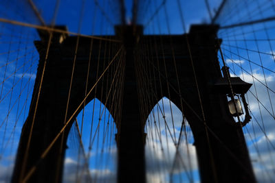 Low angle view of suspension bridge