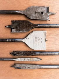 Close-up of tools on table