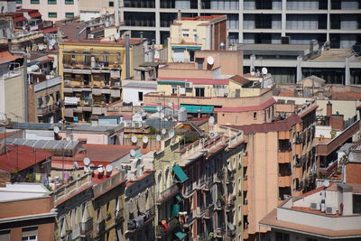 High angle view of buildings in city