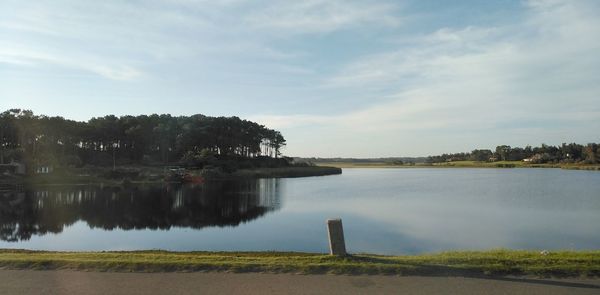 Scenic view of lake against sky