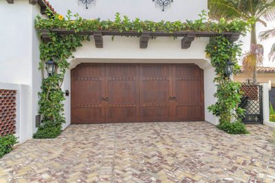 Closed door of building