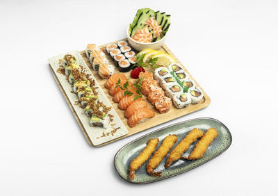 High angle view of food on table