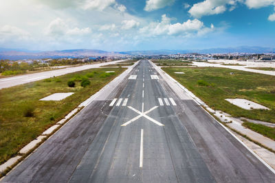 High angle view of airport runway