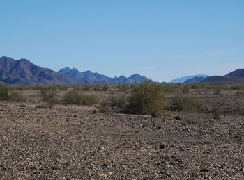 Scenic view of mountains against clear sky