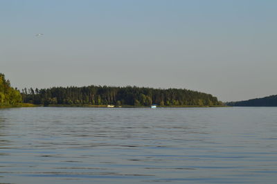 Scenic view of lake against clear sky