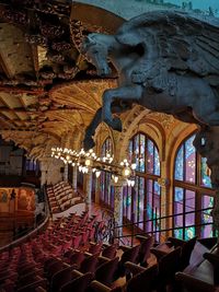 High angle view of illuminated buildings in temple